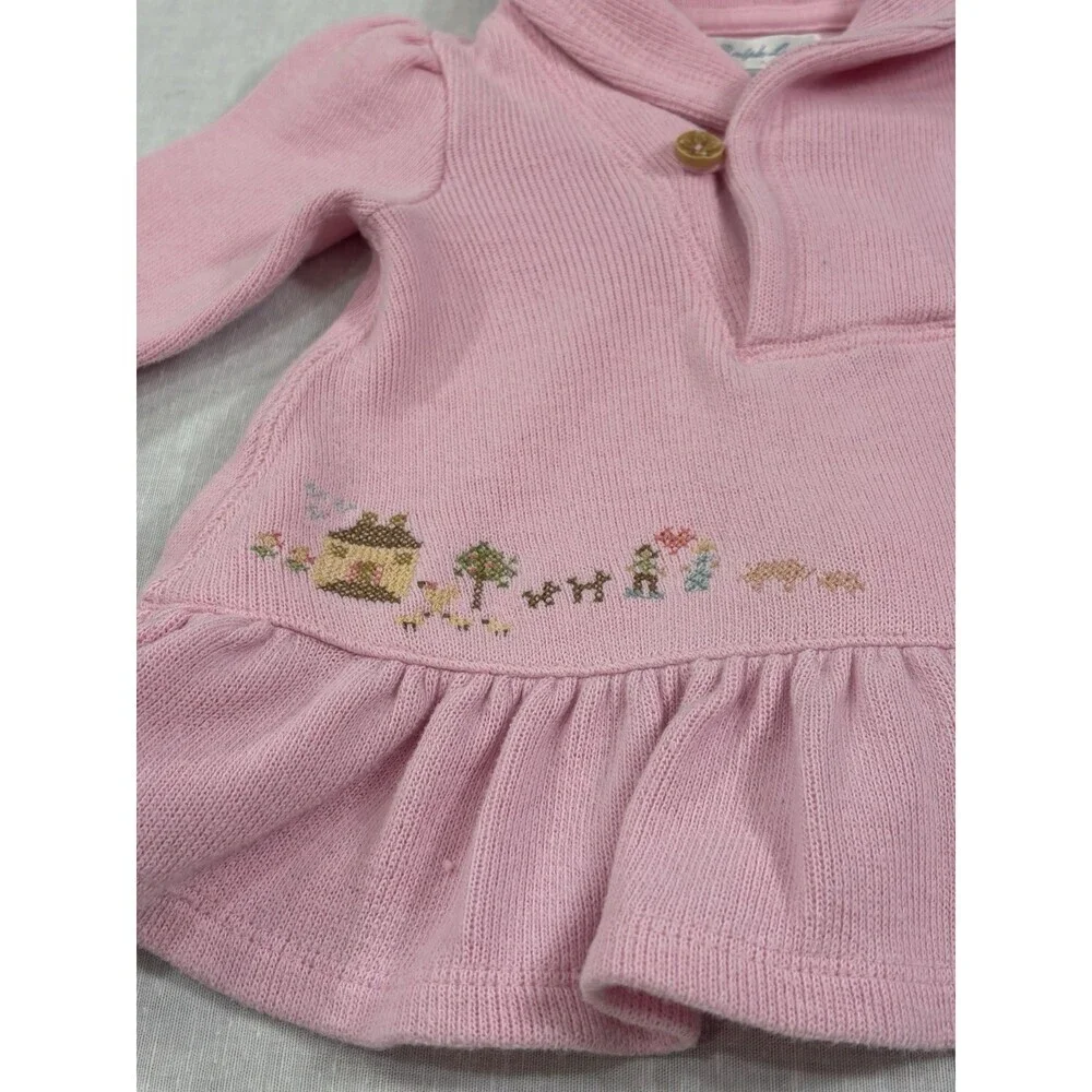 Ralph Lauren Pink Baby Girl Sweater With  Embroidered Detail Size 3-6 Months